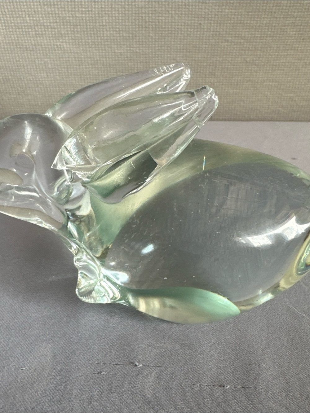 Clear Light Green Glass Decorative Sculpture - Home Art Accent